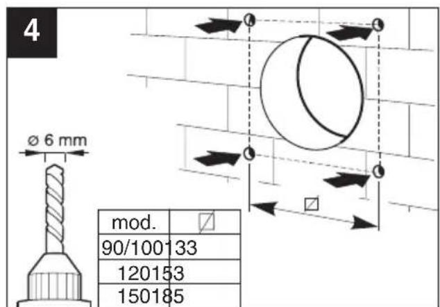 4 Ø 6 mm mod. 90/100133 120153 150185