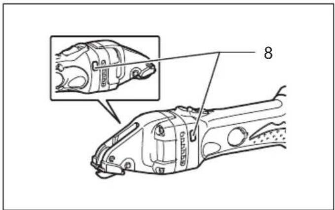 Technical diagram of a mechanical component with labeled parts and an inset detail view showing internal structure.