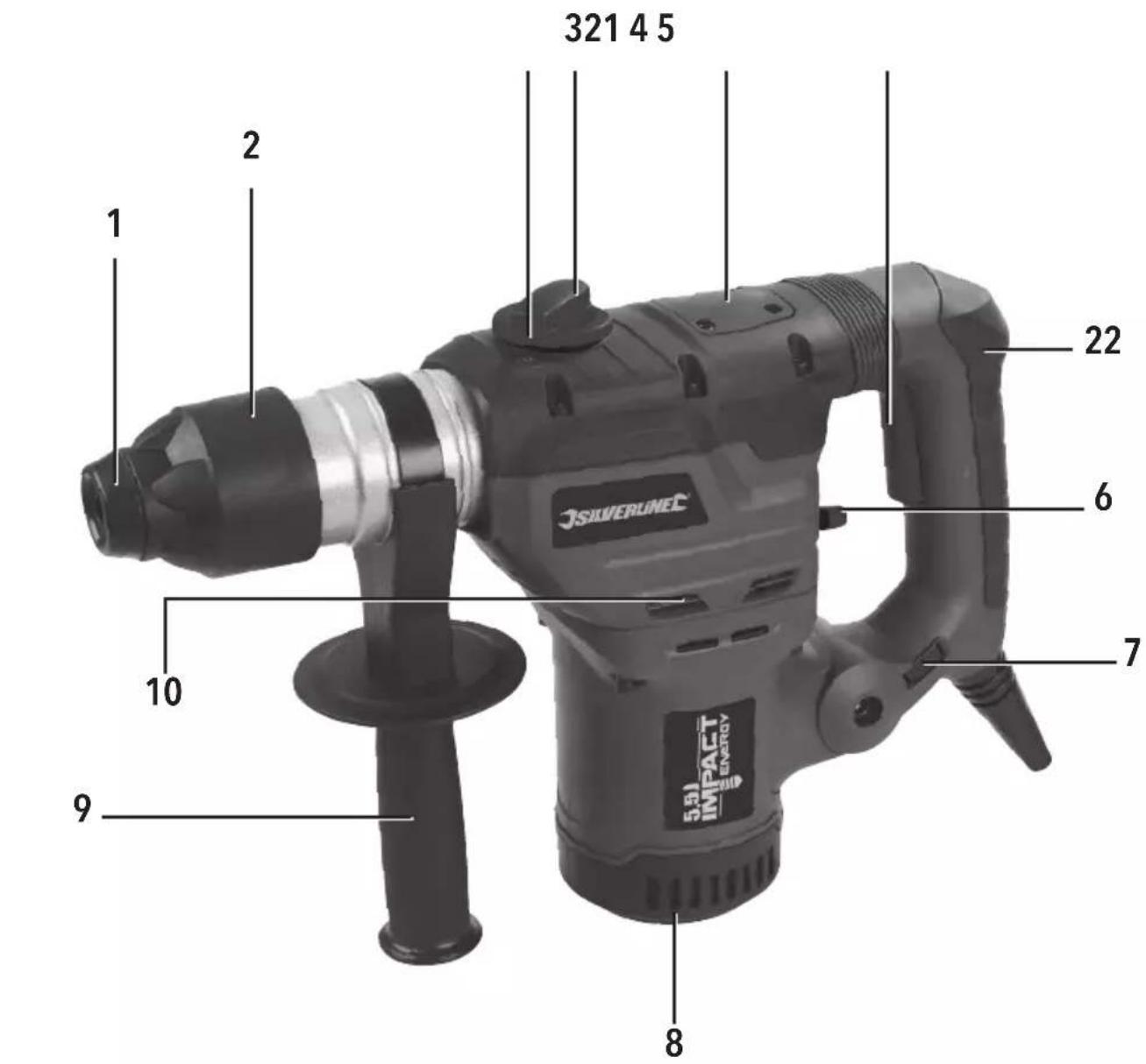 SILVERLINE 268819 - 1500W SDS Plus Drill - 12