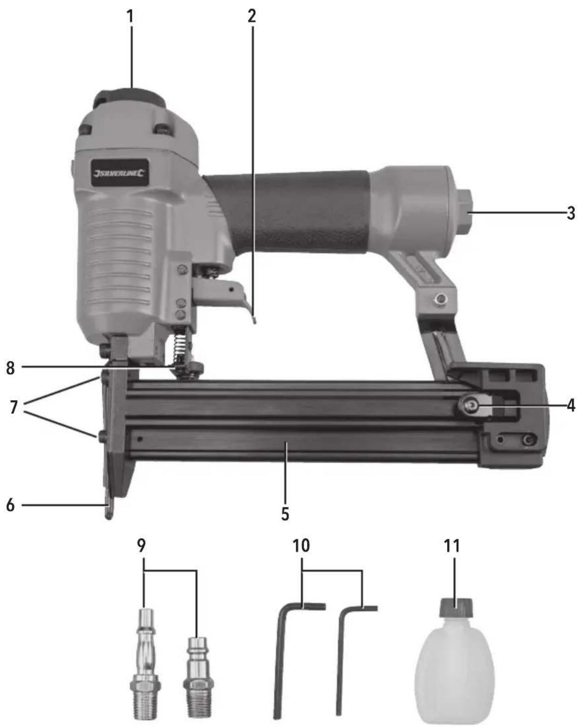 SILVERLINE 269131 - Air Nailer Stapler 32mm 18 Gauge - 13