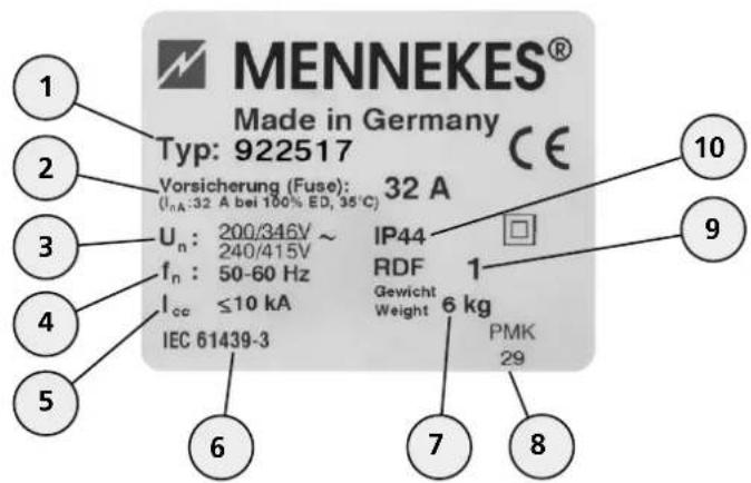 Mennekes Evergum 70034 - Targhetto identificativa - 1