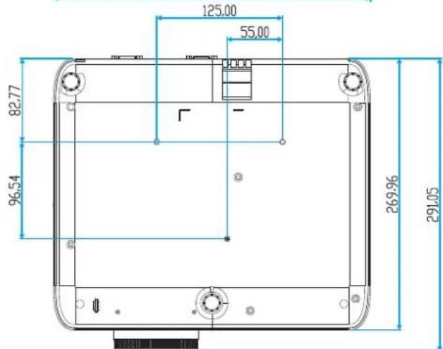 OPTOMA UHD35x - Dimensions du projecteur et installation au plafond - 2