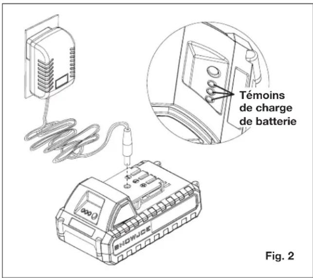 Sun Joe 24VMDTCR1LTW - Comment charger la batterie - 1