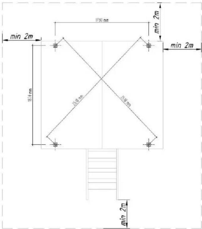 min 2m 1730 mm min 2m min 2m 50.4 mm 25.6 mm 5.8 mm min 2m