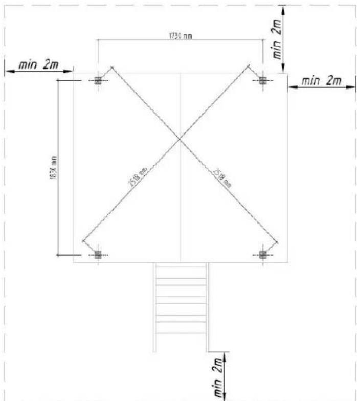 min 2m 1730 mm min 2m min 2m 1830 mm 256 mm 308 mm min 2m