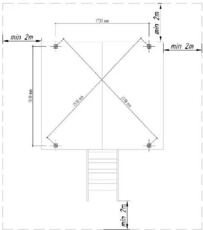 1730 mm min 2m min 2m 1830 mm 2518 mm 2518 mm min 2m