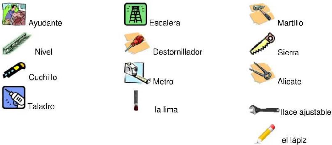 Ayudante Nivel Cuchillo Taladro Escalera Destornillador Metro la lima Martillo Sierra Alicate llace ajustable el lápiz
