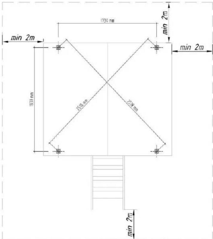 1730 mm min 2m min 2m 1830 mm 2510 mm 178 mm min 2m
