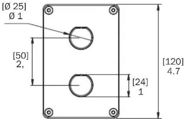 Tripp Lite N206FP02IND - Dimensiones de la Caja de Instalación en Superficie N206-SB01-IND - 2