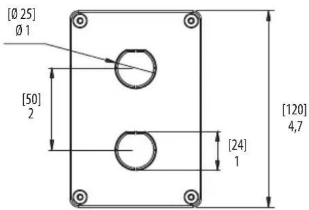 Tripp Lite N206FP02IND - Габаритные размеры коробки для поверхностного монтажа N206-SB01-IND - 2