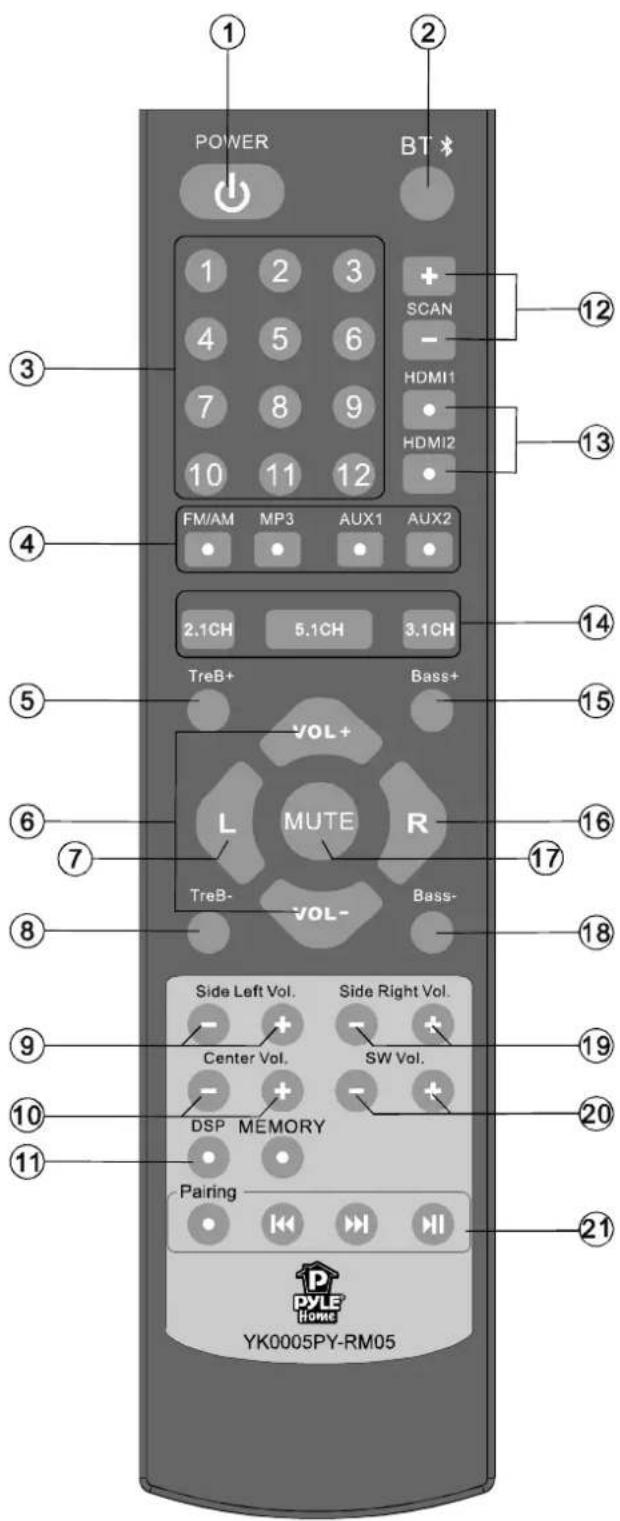 Pyle PT678HBA - USING THE REMOTE CONTROL - 1