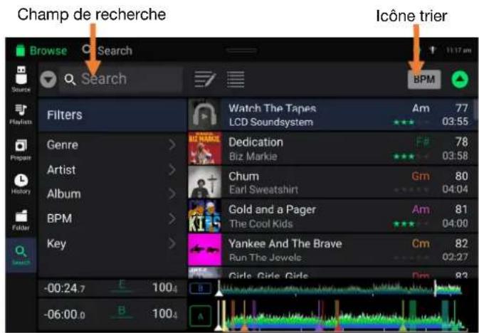 Denon DJ SC6000M Prime - Recherche et filtrage de pistes - 1