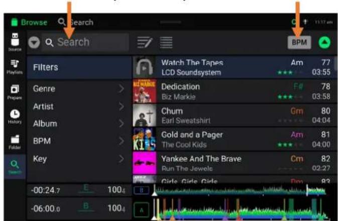 Denon DJ SC6000 Prime - Suchen und Filtern von Tracks - 1