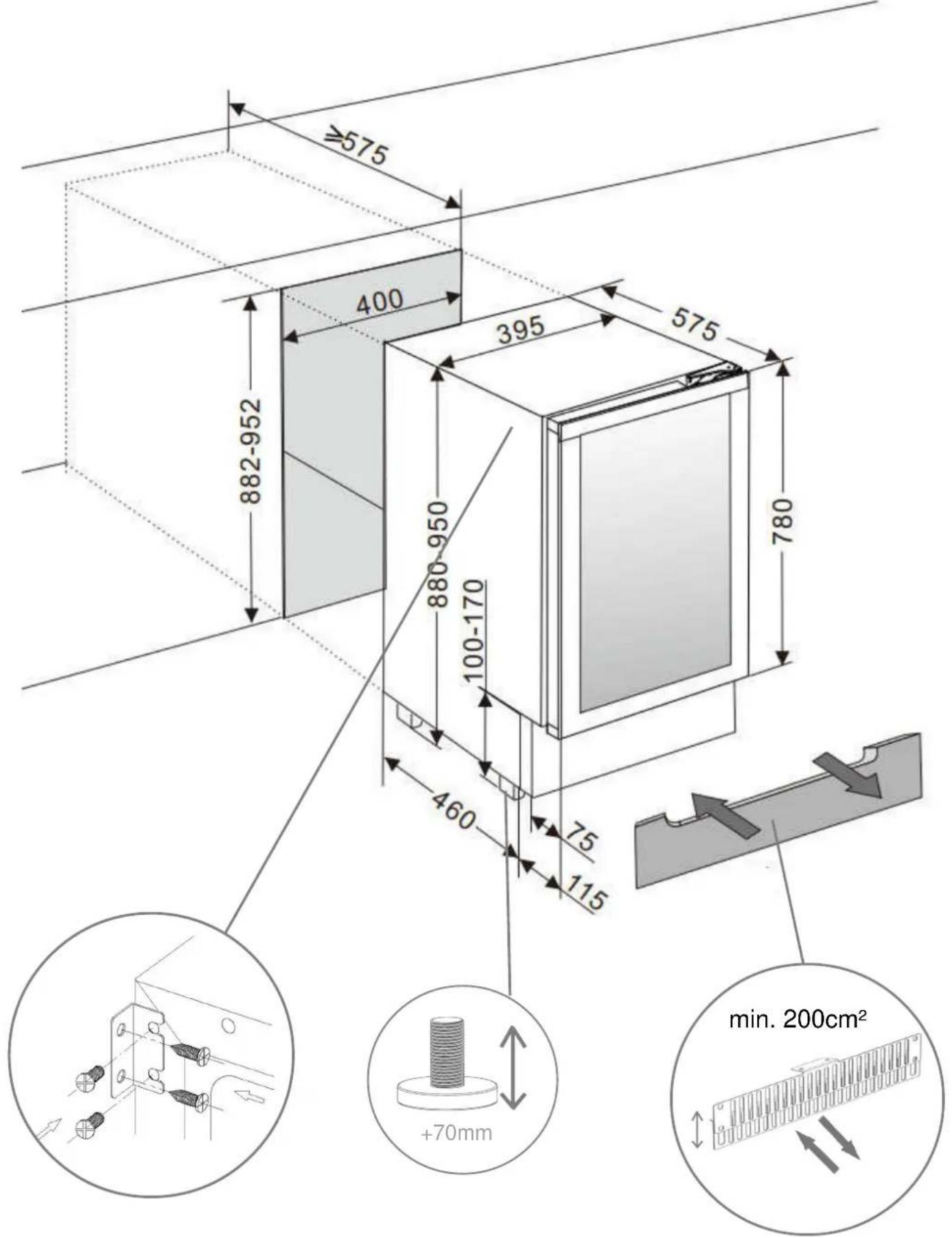 Pando PVZB 159 CRL - Schemas installation et COTES - 2