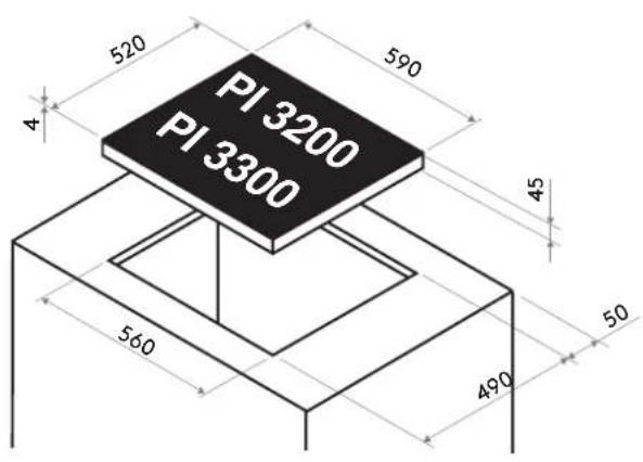 Pando PI3200 - - Einbaudimensionen: - 1