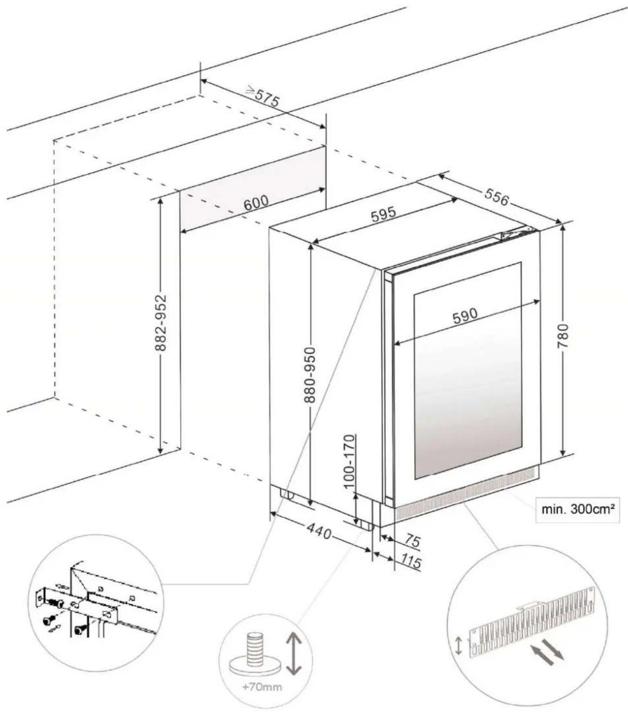 Pando PVMA 12470 PAL - INSTALLATION DIAGRAMS AND DIMENSIONS - 1