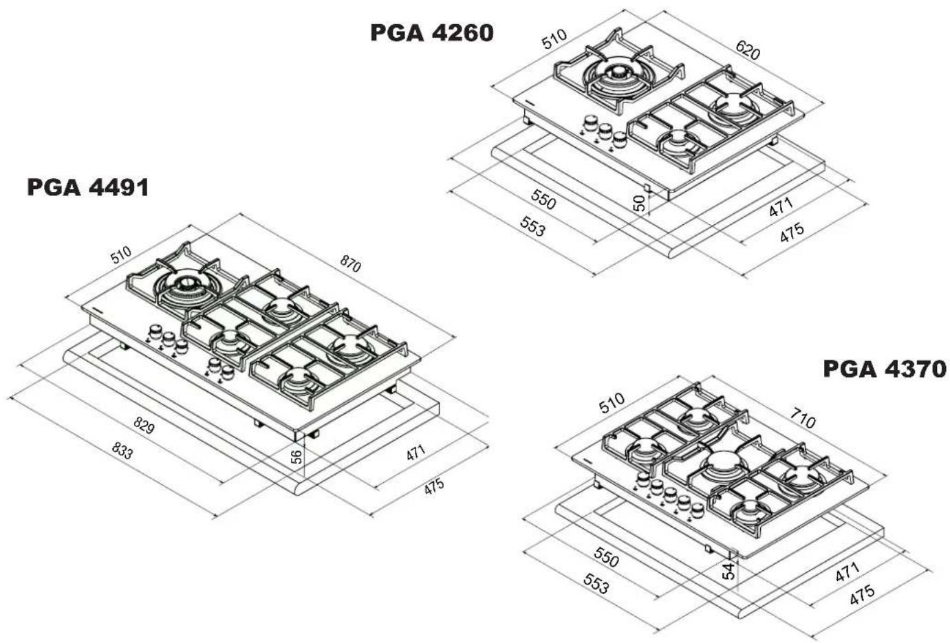 Pando PGA4370 - Fitting dimensions - 1
