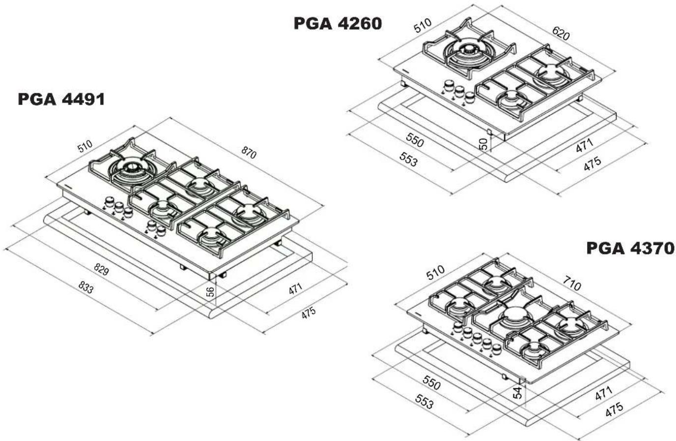 Pando PGA4260 - Dimensoes de montagem - 1