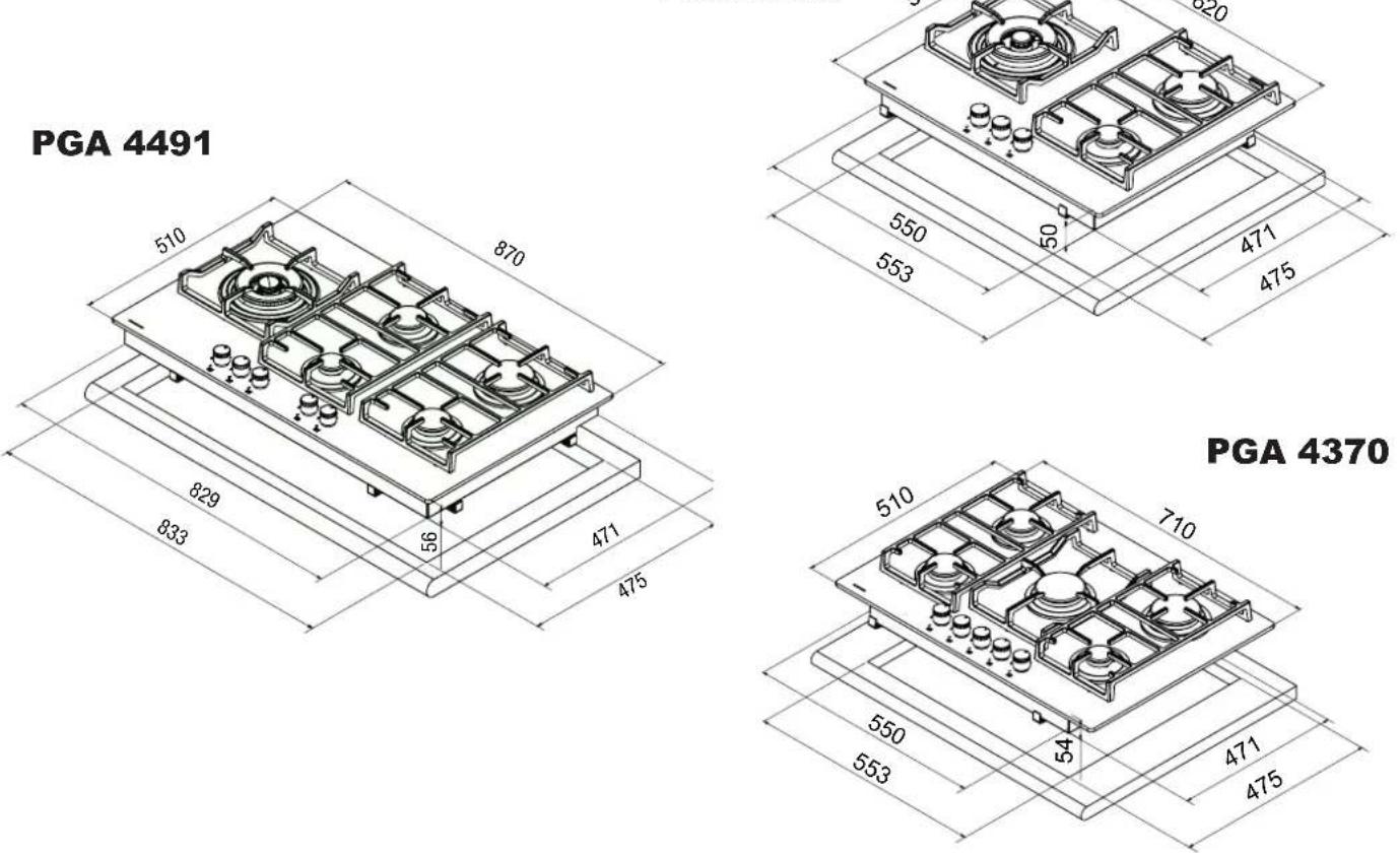 Pando PGA4260 - Medidas de encastre - 1