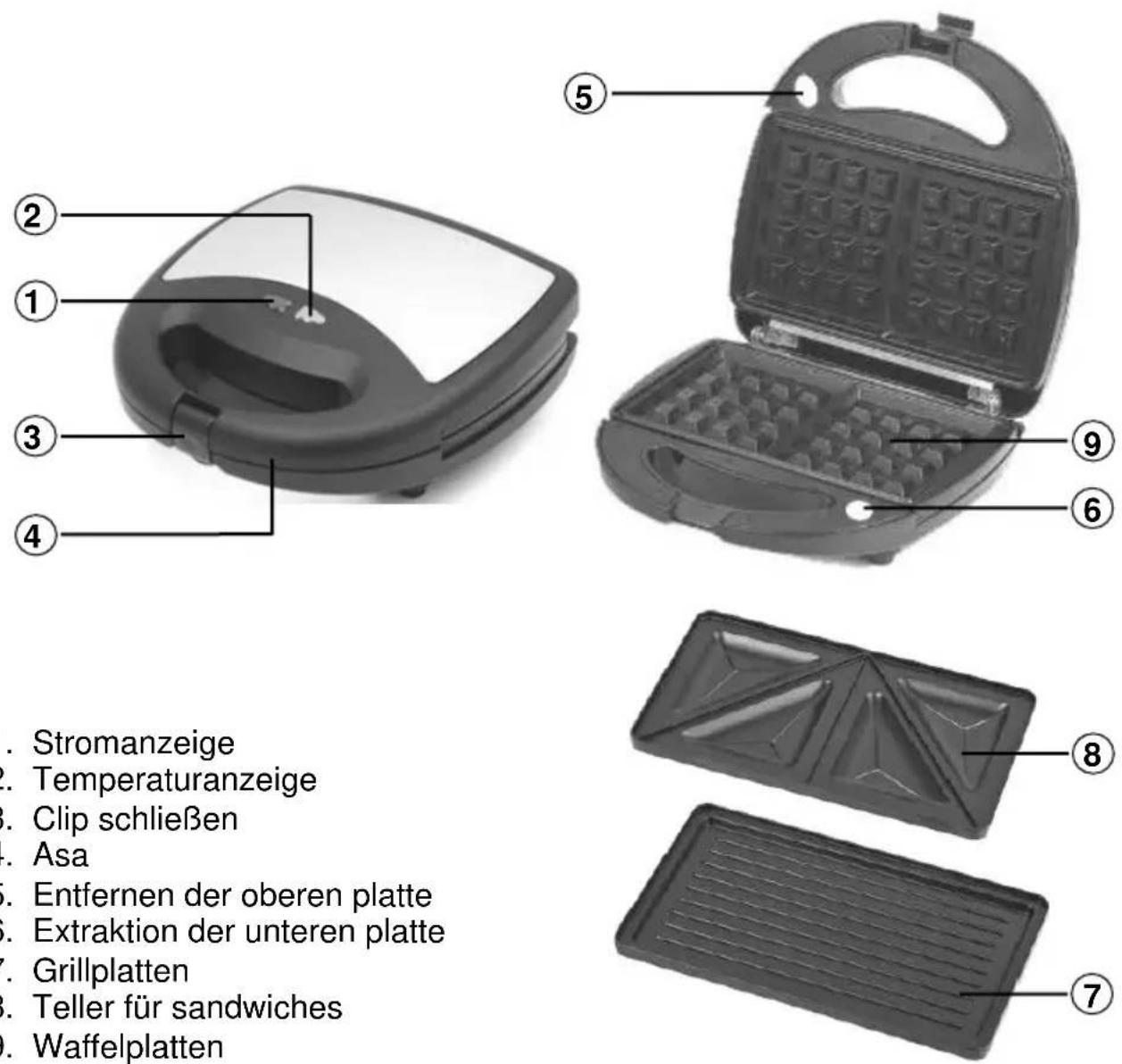 Mx Onda MXGR2165 - BEVOR SIE DAS SANDWICHTOASTER ZUM ERSTEN MAL VERWENDEN - 1