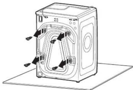 MAYTAG MHW6630MBK - Remove transport bolts from washer - 1