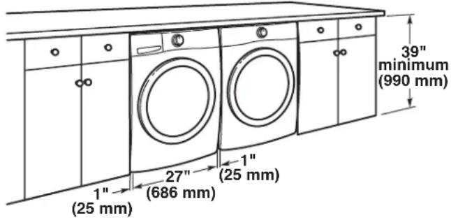 MAYTAG MED5630MBK - Recommended installation clearances (dryer only): - 2