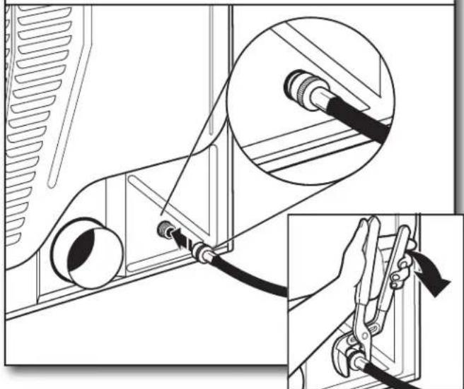 MAYTAG MGD6630MBK - Fixer le long tuyau à l'électrovanne de remplissage de la sécheuse et serrer les raccords - 1