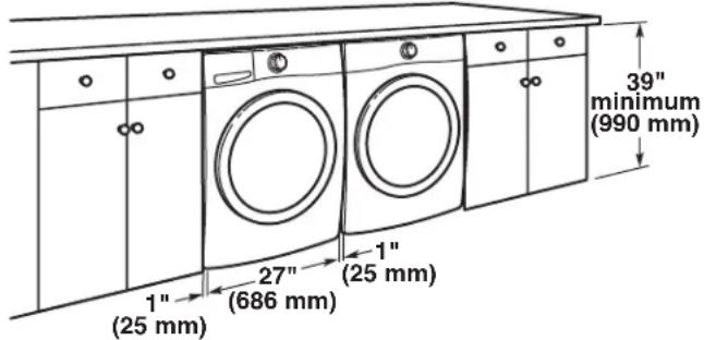 MAYTAG MED6630MBK - Recommended installation clearances (dryer only): - 2