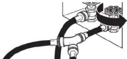 MAYTAG MED6630MBK - Fixer le long tuyau au raccord en « Y » et serrer les raccords - 3