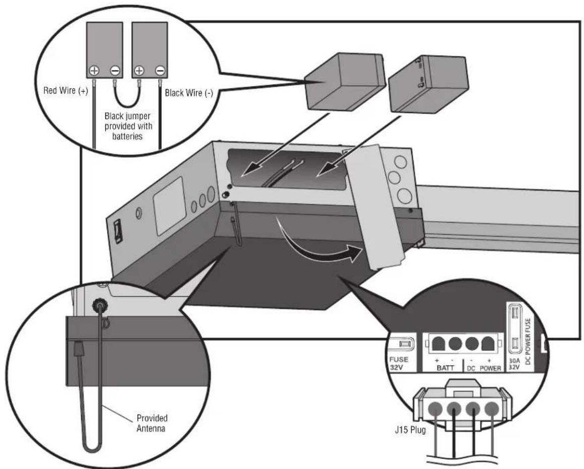 LIFT-MASTER HCT14 - Step 7 Connect Batteries and Attach Antenna - 1