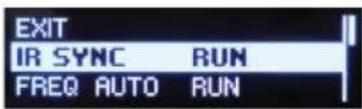 EXIT IR SYNC RUN FREQ AUTO RUN
