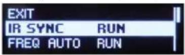 EXIT IR SYNC RUN FREQ AUTO RUN