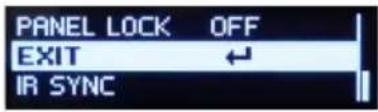 PANEL LOCK OFF EXIT ← IR SYNC