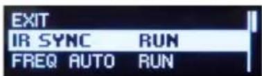 EXIT IR SYNC RUN FREQ AUTO RUN