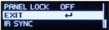 PANEL LOCK OFF EXIT ← IR SYNC