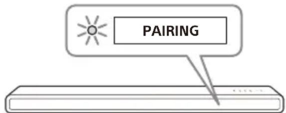SONY HTA3000 - Asegúrese de que el indicator BLUETOOTH en el altovoz de barra parpadea rápido en azul y que aparece [PAIRING] en la pantalla del panel frontal. - 1