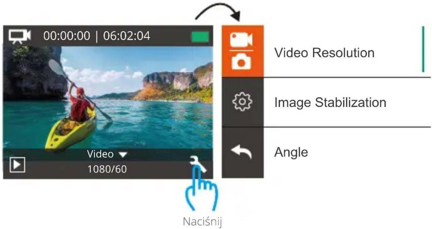00:00:00 | 06:02:04 Video Resolution Image Stabilization Angle Naciśnij