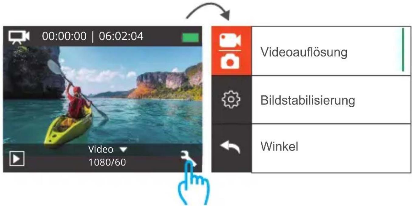 00:00:00 | 06:02:04 Video 1080/60 Videoauflösung Bildstabilisierung Winkel