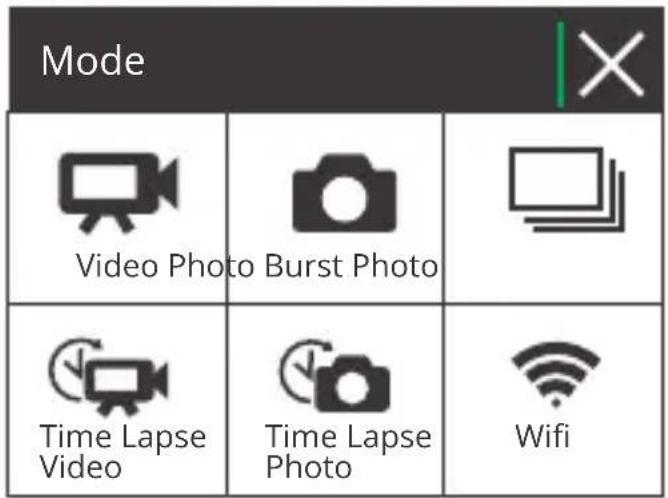 Mode Video Photo Burst Photo Time Lapse Video Time Lapse Photo Wifi