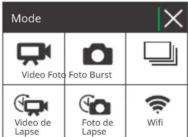 Mode Video Foto Foto Burst Video de Lapse Foto de Lapse Wifi