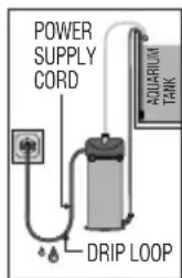 POWER SUPPLY CORD DRIP LOOP AQUARIUM TANK