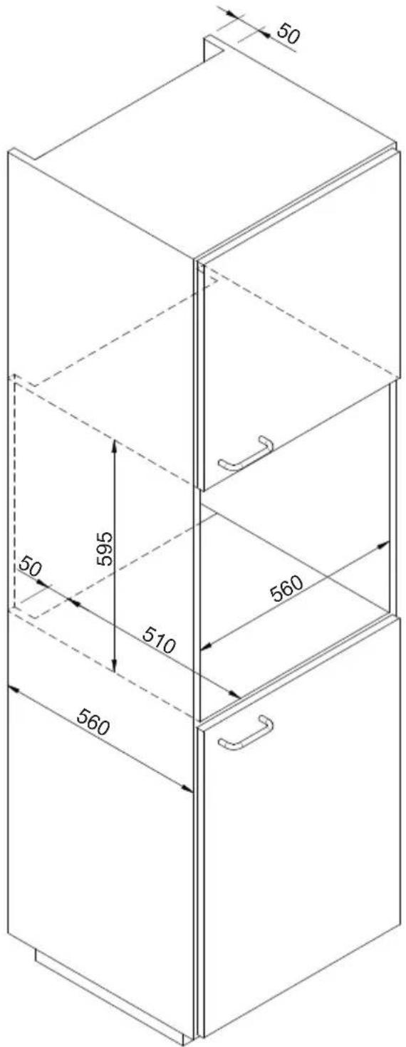 HAIER HWO15NWD4XB1 - WARMING DRAWER DIMENSION DIAGRAM 560 X 595 FOR 450 OVENS - 1