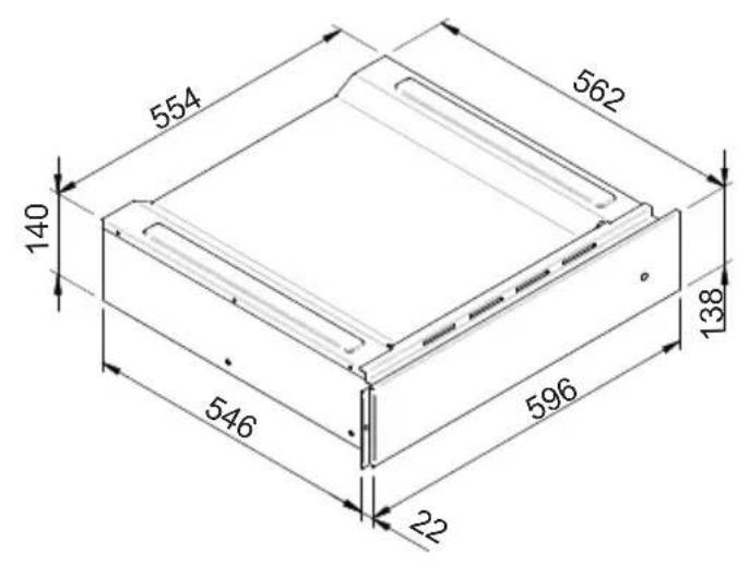 HAIER HWO15NWD4XB1 - ESQUEMA DE DIMENSAO DO AQUECEDOR DE LOUCA A ENCASTRO 560 X 595 COM FORNO DE 450 - 4