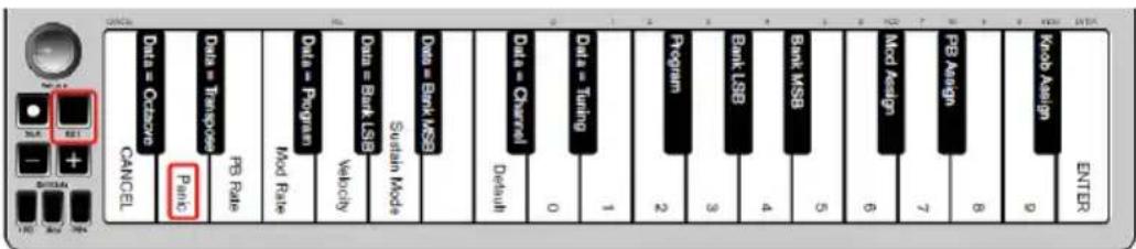 ALESIS Qmini Compact 32Key USBMIDI Keyboard Controller - Para enviar un mensaje de Restablecer todos los controladores: - 1