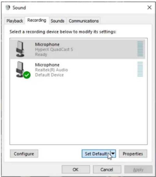 HYPERX QuadCast S - Sélectionnez panneau de configuration son - 3