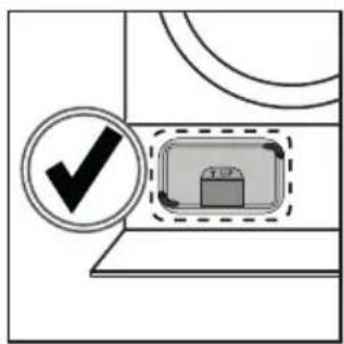 Diagram showing a checkmark inside a rectangular box with a dashed border, likely indicating selection or confirmation.