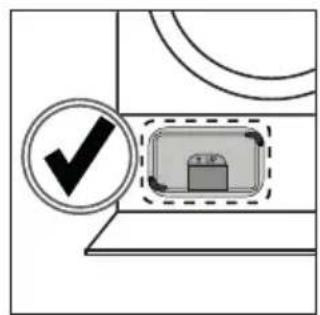 Diagram showing a checkmark inside a rectangular box with a container, enclosed in a dashed border.