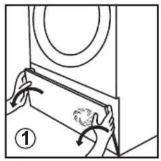 Diagram showing a hand holding a device with directional arrows and a labeled step ①