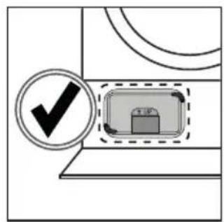 Diagram showing a checkmark inside a rectangular box with a dashed border, likely indicating selection or confirmation.