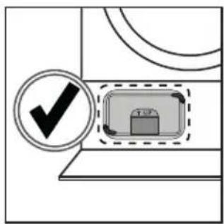 Diagram showing a checkmark inside a rectangular box with a battery icon, likely indicating inspection or status.